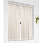 Paire de petits voilages poly - lin - coton � fines rayures noir 55x120 cm