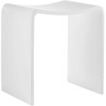 Lineabeta - tabouret scagni arrondi en pierre blanche mate Lineabeta - tabouret scagni arrondi en pierre blanche mate