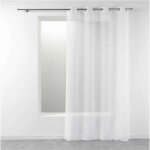Promo linge - lot de 2 voilages � oeillets - rideaux transparents en polyester (140x240cm) - blanc