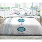 Le linge de jules - housse de couette 240x260 + 2 taies pur coton 57 fils - dream bleu