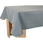 Le linge de jules - nappe anti - taches paon bleu fonc - carre 150 x 150 cm