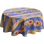 Le linge de jules - nappe anti - taches tournesol bleu - ronde 160 cm Le linge de jules - nappe anti - taches tournesol bleu - ronde 160 cm