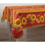 Le linge de jules - nappe anti - taches tournesol rouge - carre 150 x 150 cm