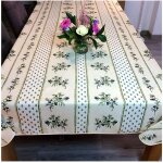Nappe proven�ale anti - t�che olivou 100% polyester - vert et blanc - 240x150cm