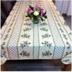 Nappe proven�ale anti - t�che olivou 100% polyester - vert et blanc - 300x150cm