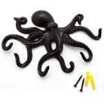 Linghhang - 6 bras - noir patere murale de poulpe, patere murale design, porte manteau mural design rustique, ...