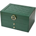 Linghhang - bote  bijoux  tiroir en diamant  trois couches, bote  bijoux verte 1 pice