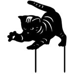 Linghhang - chat du jardin dcoration, dcor de statue de chat pour la cour enjeux de jardin de silhouette ...