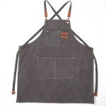 Linghhang - gris)tablier cuisine homme tabliers en toile avec 3 poches imperm�able et r�glable apron ...