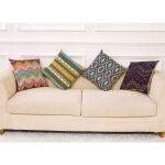 Linghhang - housses de coussin 45 x 45 cm boh�me geometric lot de 4 taie d'oreiller lin de coton color� ...
