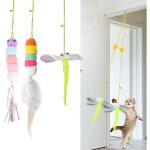 Linghhang - jouet pour chat accroch� � la porte 2m jouets � plumes simulation, 3pcs cataire jouet chat ...