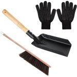 Linghhang - kit de nettoyage de chemin�e avec pelle, brosse de po�le � bois naturel, gant en silicone ...