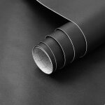 Linghhang - noir mat contact papier peel and stick 45cmx200cm papier peint noir solide textur film vinyle ...