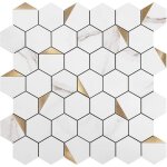 Linghhang - papier peint carrelage autocollant motif hexagonal blanc 30 x30 cm style mosa�que sticker ...
