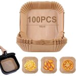 Linghhang - papier sulfuris� pour air fryer, 100 pi�ces 16cm papier cuisson air fryer paper liner, jetable ...