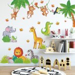 Linghhang - stickers muraux animaux de la jungle vigne autocollant mural koala lion singe paresseux d�coration ...