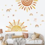 Linghhang - stickers muraux enfants arc en ciel soleil autocollants muraux mural stickers �toile boho ...