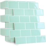 Linghhang - vert)10 pi�ces plus �pais credence adhesive pour cuisine salle de bain, faux carrelage adhesif ...