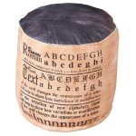 Link's - pouf en cuir marron et bleu et toile Link's - pouf en cuir marron et bleu et toile