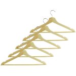 Lot de 5 cintres en bois avec barre beige