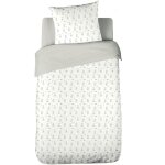 Parure de lit 140x200 cm double gaze de coton for�t gris 2 pi�ces