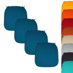 Linxor - lot de 4 galettes, coussins dhoussables pour chaise - bleu azur