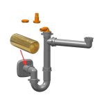 Lira - vidage vier 1 cuve, siphon gain de place gris mtallis pour vier 1 bac, sortie laiton