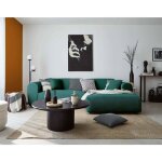 Lisa design - aumance - canap� d'angle droit 4 places - en velours c�tel� - bleu canard