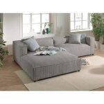 Lisa design - ela - canap� d'angle gauche 4 places - en velours c�tel� - style contemporain - gris clair ...