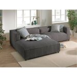 Lisa design - ela - canap� d'angle gauche 4 places - en velours c�tel� - style contemporain - gris fonc� ...