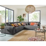 Lisa design - garance - canap� modulable d'angle droit - 6 places - en velours c�tel� - gris fonc�