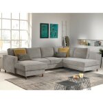 Lisa design - jake - canap panoramique d'angle droit - convertible avec coffre - 7 places - en velours ...