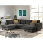 Lisa design - jake - canap� panoramique d'angle gauche - convertible avec coffre - 7 places - en velours ...