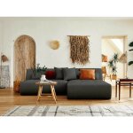 Lisa design - onyx - canap modulable d'angle rversible 4 places - en tissu - gris fonc