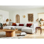 Lisa design - onyx - canap� modulable panoramique d'angle droit 7 places - en tissu - gris clair