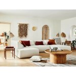 Lisa design - onyx - canap� modulable panoramique d'angle gauche 7 places - en tissu - beige