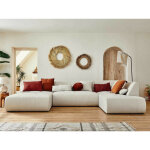 Lisa design - onyx - canapé panoramique d'angle droit 7 places - en tissu - beige Lisa design - onyx - canapé panoramique d'angle droit 7 places - en tissu - beige