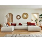 Lisa design - onyx - canapé panoramique d'angle gauche 7 places - en tissu - beige Lisa design - onyx - canapé panoramique d'angle gauche 7 places - en tissu - beige