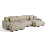 Lisa design - pivoine - canap� panoramique en u - 7 places - convertible avec coffre - en velours c�tel� ...