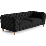 Lisa design - walter - canap� 3 places chesterfield en velours - pieds bois