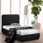 Lit 1 place 80x190 en tissu avec sommier zurich twin - noir