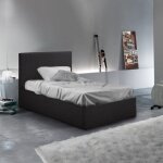 Lit 1 place avec coffre de rangement et sommier � lattes 80x190 basel twin - noir