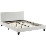 Vente - unique ? lit 140 x 190 cm simili blanc ? sommier cadre � lattes inclus ? charge maximale 220 ...