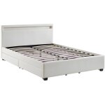 Vente - unique - lit 160 x 200 cm avec rangements - simili blanc avec leds - alois ii