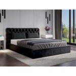 Ali lit double 160x200 - lit glamour, lit coffre, sommier à lattes, tissu velvet noir (magic velvet 2219) ... Ali lit double 160x200 - lit glamour, lit coffre, sommier à lattes, tissu velvet noir (magic velvet 2219) ...