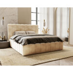 Lit adulte 180x200 lisbon - lit double avec rangement & sommier, lit coffre - tissu velours beige (magic ... Lit adulte 180x200 lisbon - lit double avec rangement & sommier, lit coffre - tissu velours beige (magic ...