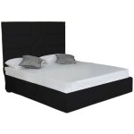 Homy france - lit 2 places 140x190 cm mark similicuir noir avec sommier int�gr�