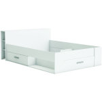 Pegane - lit 2 places avec rangements en bois coloris blanc mat - 150, 1 x 76, 3 x 217, 3 cm Pegane - lit 2 places avec rangements en bois coloris blanc mat - 150, 1 x 76, 3 x 217, 3 cm