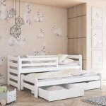 Viking choice - lit 90x200 sommier lit gigogne et tiroirs inclus jordan blanc