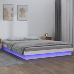 Maison chic - lit adulte - 140x190 cm  led, lit adulte et enfants, cadre de lit blanc bois massif peor91777 ...